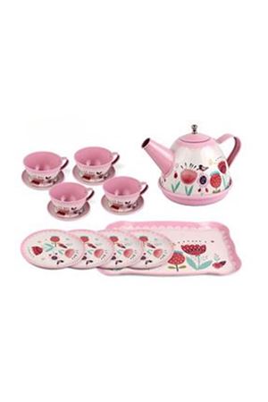 15 PCS ÇİÇEK DESENLİ METAL ÇAY SETİ