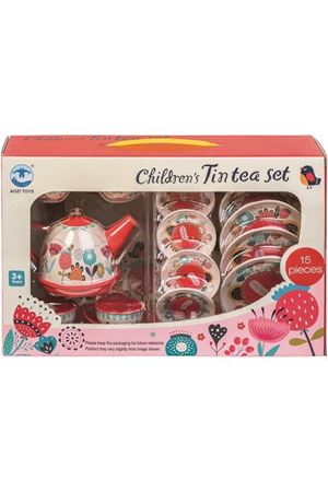 15 PCS ÇİÇEK DESENLİ METAL ÇAY SETİ